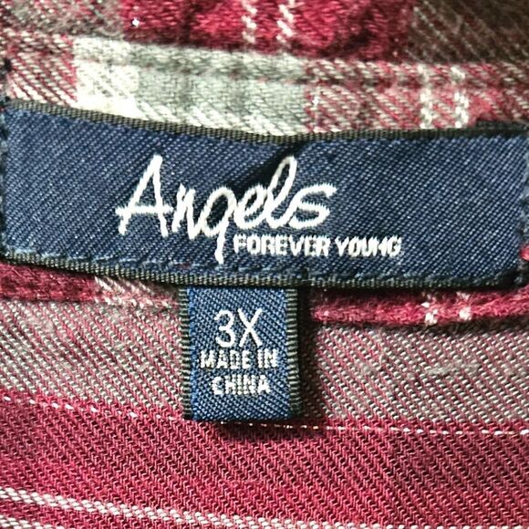 ANGELS FOREVER YOUNG Women's Plus Size Plaid Waffle Knit Shimmer LongSleeve 3X - Picture 4 of 15